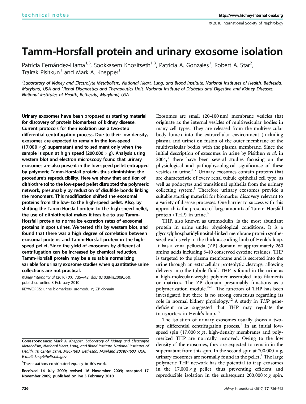 Tamm-Horsfall protein and urinary exosome isolation