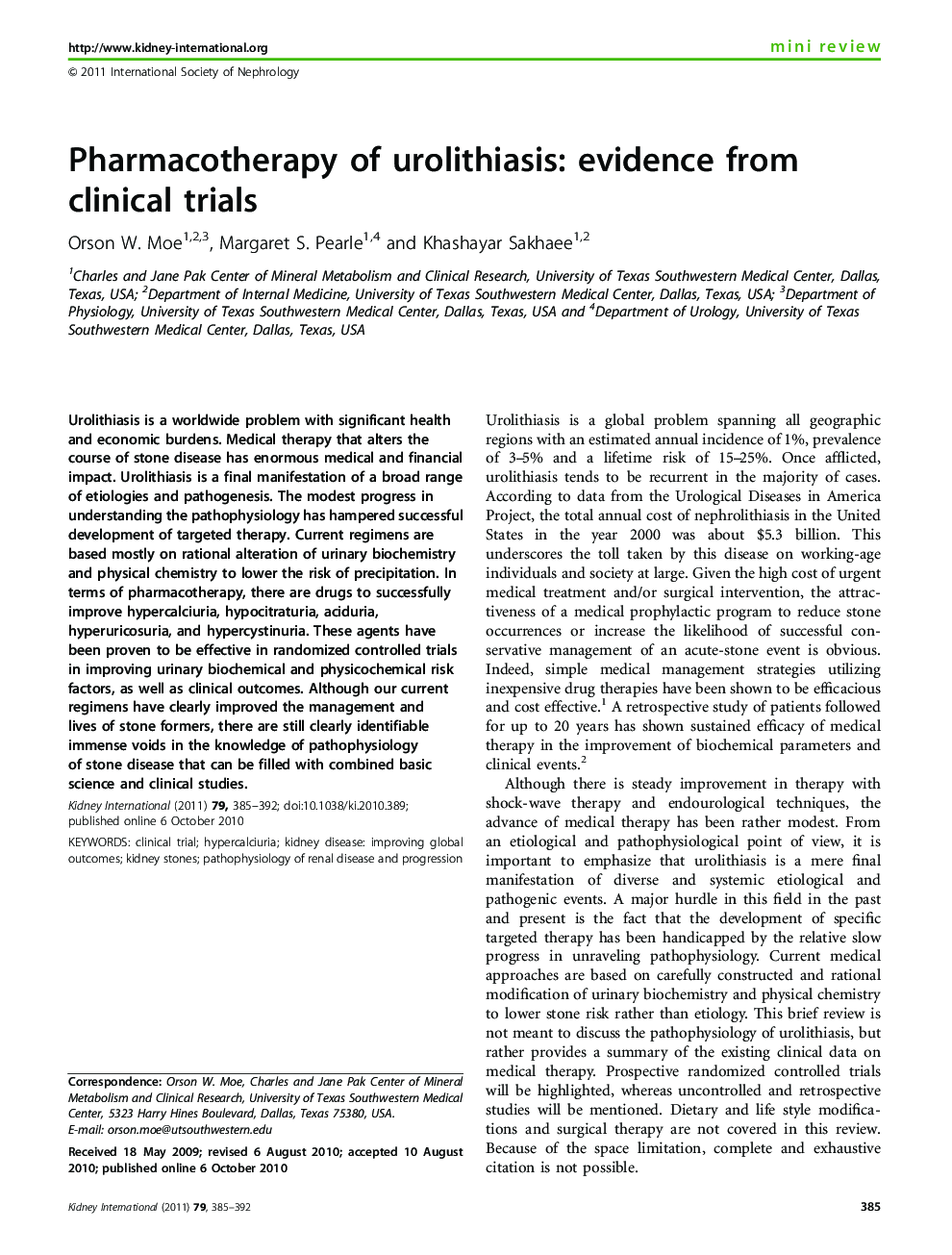 Pharmacotherapy of urolithiasis: evidence from clinical trials 