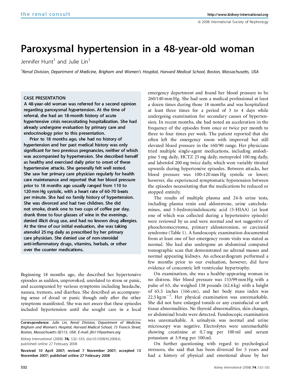 Paroxysmal hypertension in a 48-year-old woman