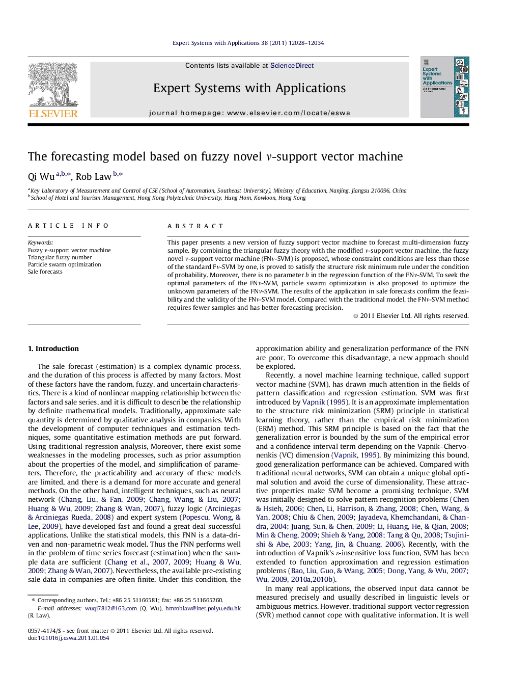 The forecasting model based on fuzzy novel ν-support vector machine