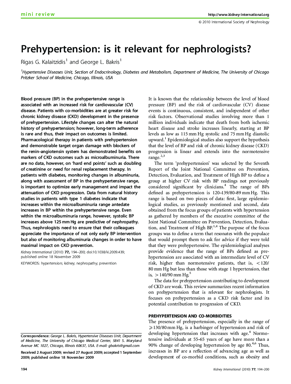 Prehypertension: is it relevant for nephrologists? 