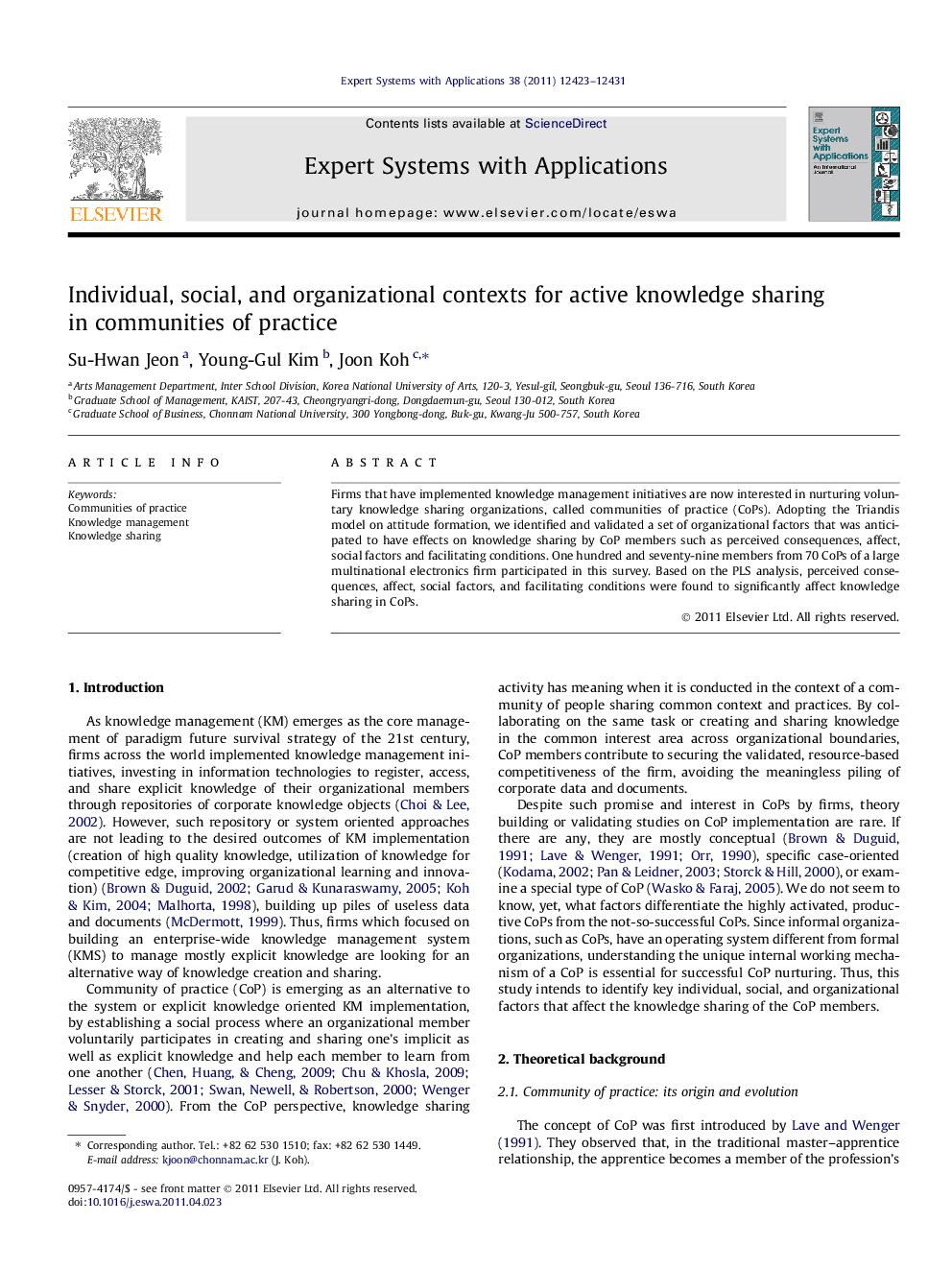 Individual, social, and organizational contexts for active knowledge sharing in communities of practice