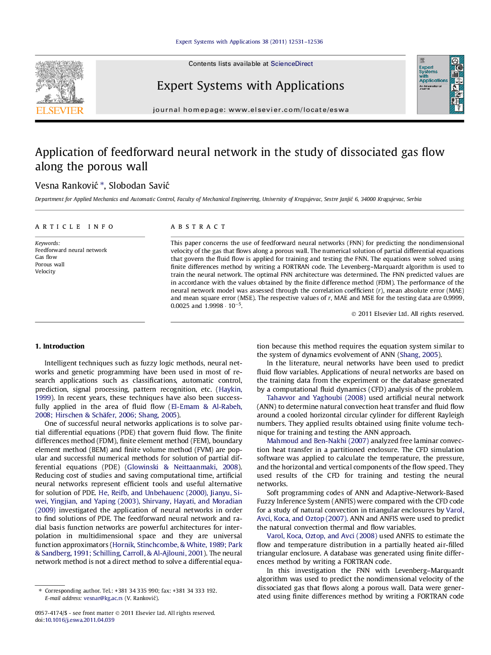 Application of feedforward neural network in the study of dissociated gas flow along the porous wall