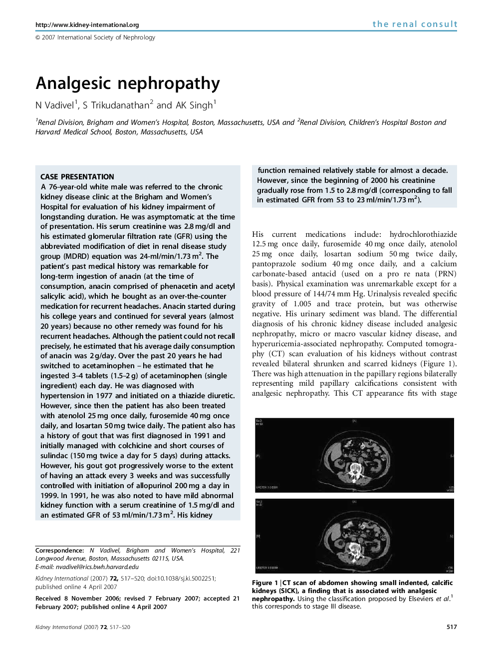 عکس صفحه اول مقاله: Analgesic nephropathy Analgesic nephropathy