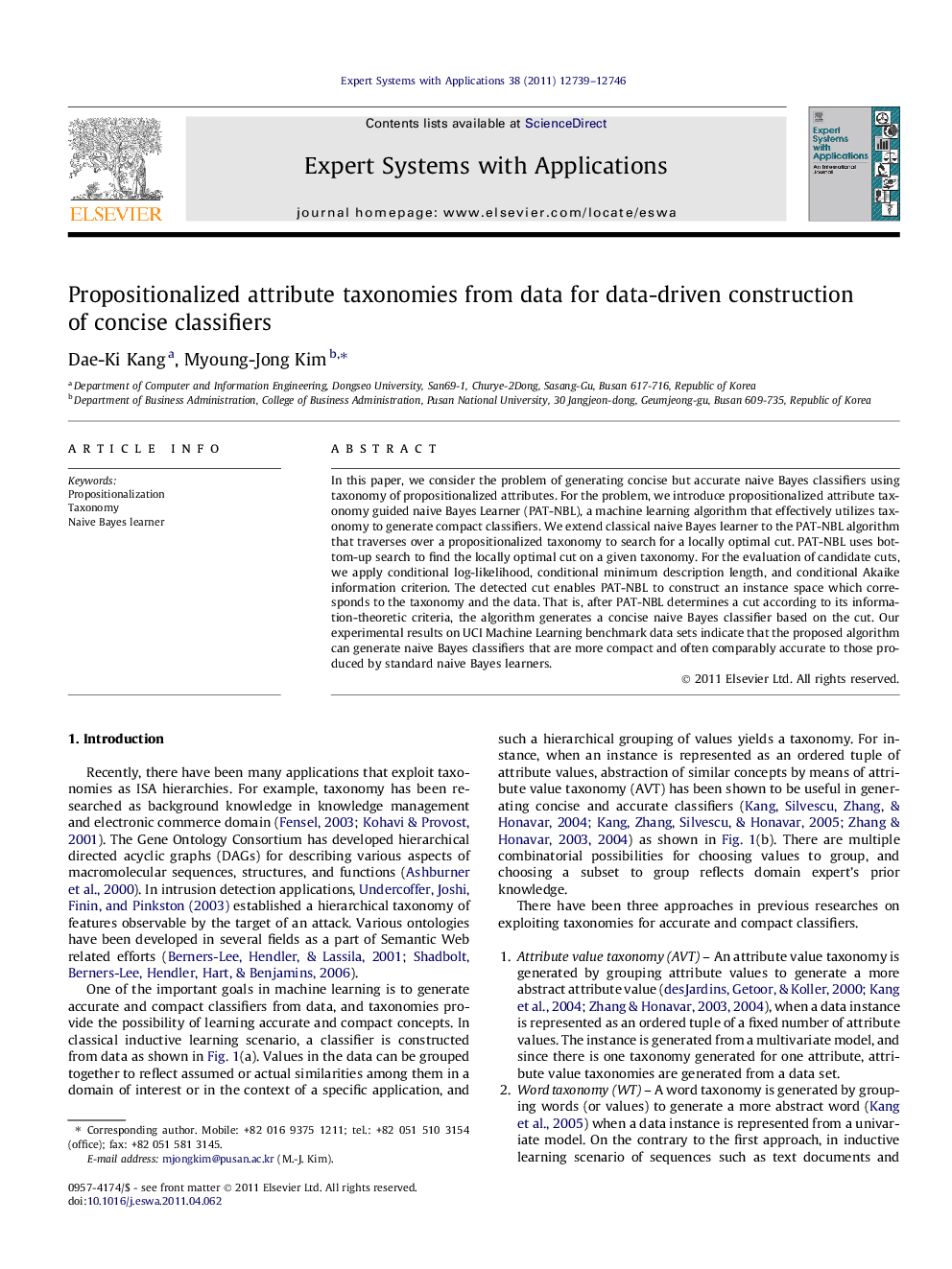 Propositionalized attribute taxonomies from data for data-driven construction of concise classifiers