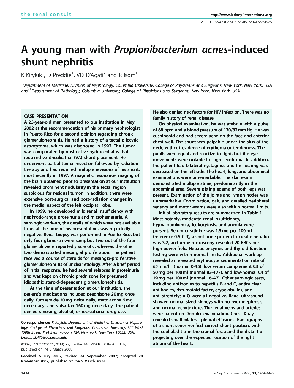 A young man with Propionibacterium acnes-induced shunt nephritis