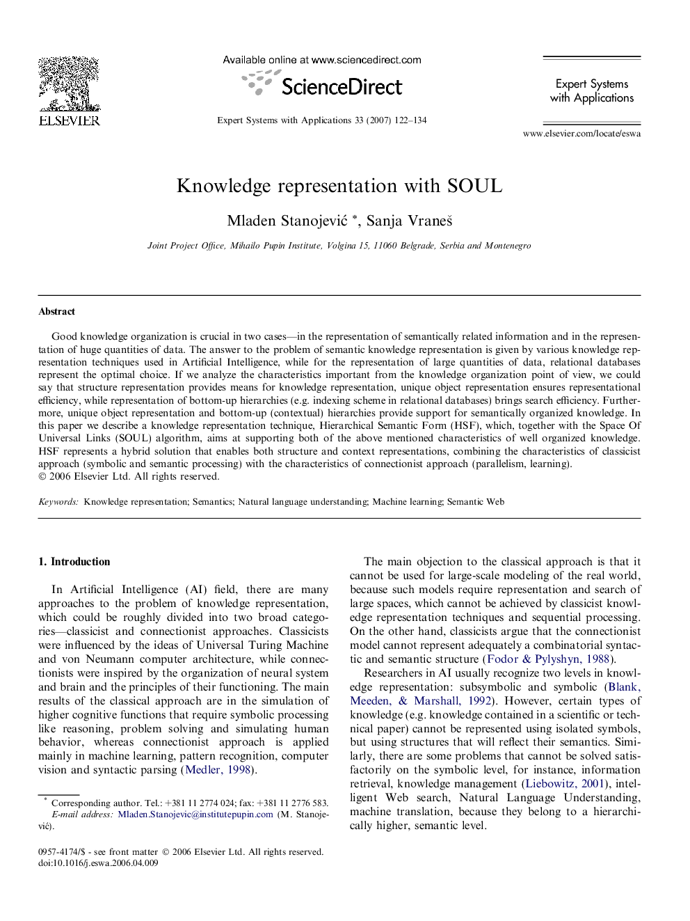 Knowledge representation with SOUL