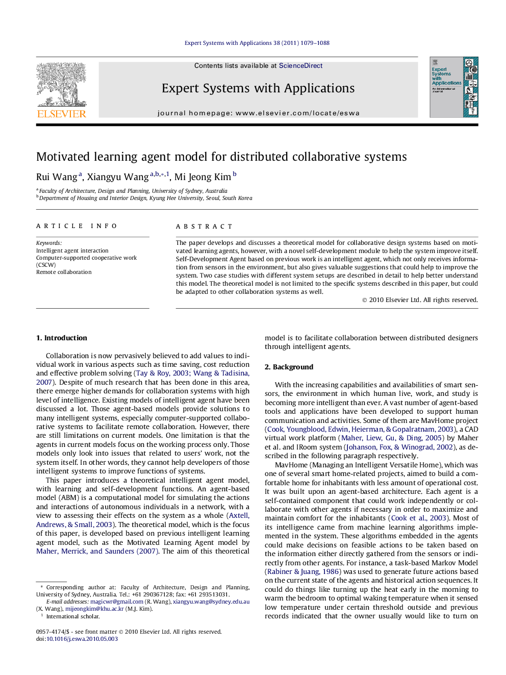 Motivated learning agent model for distributed collaborative systems