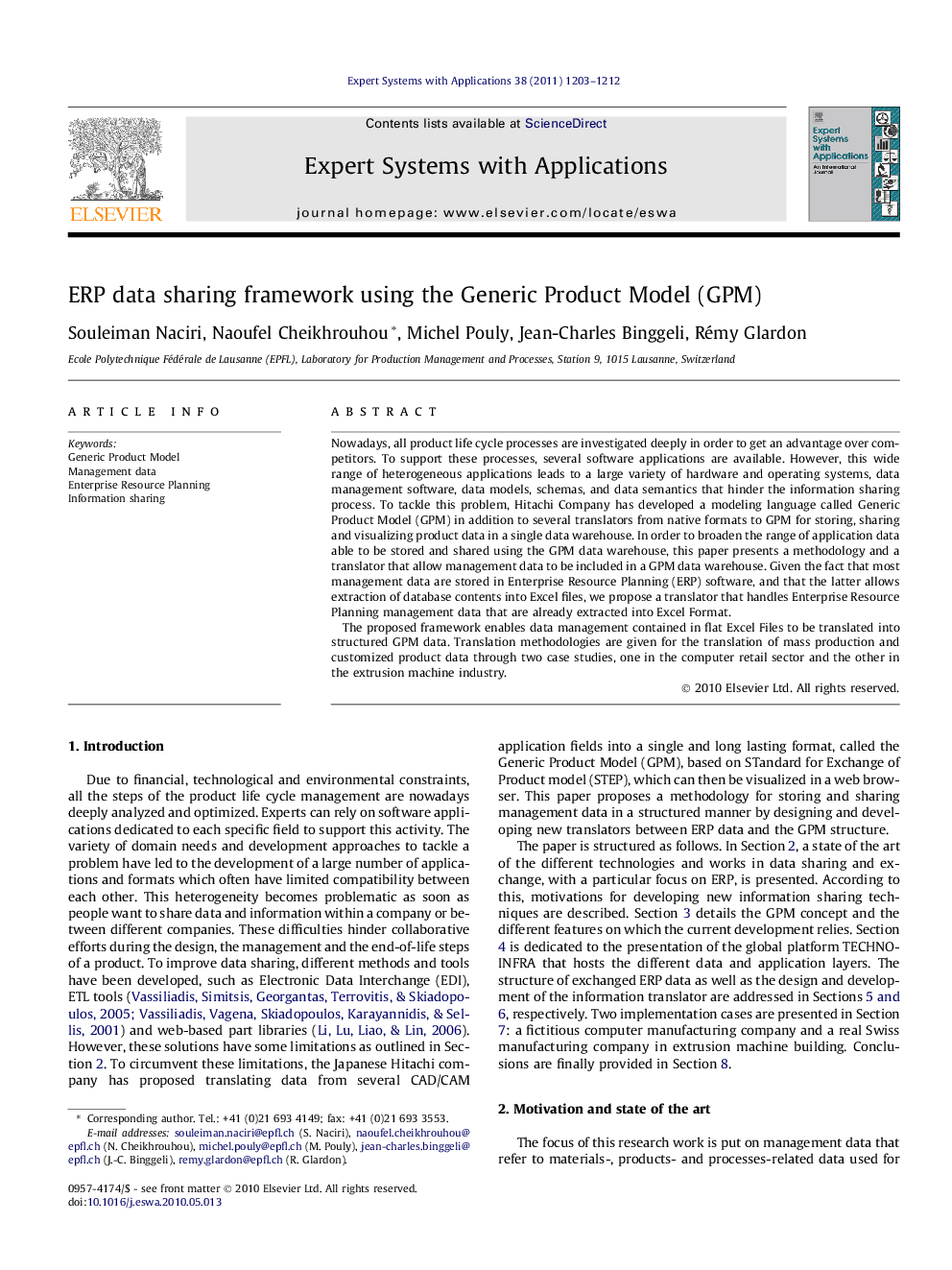 عکس صفحه اول مقاله: ERP data sharing framework using the Generic Product Model (GPM) ERP data sharing framework using the Generic Product Model (GPM)