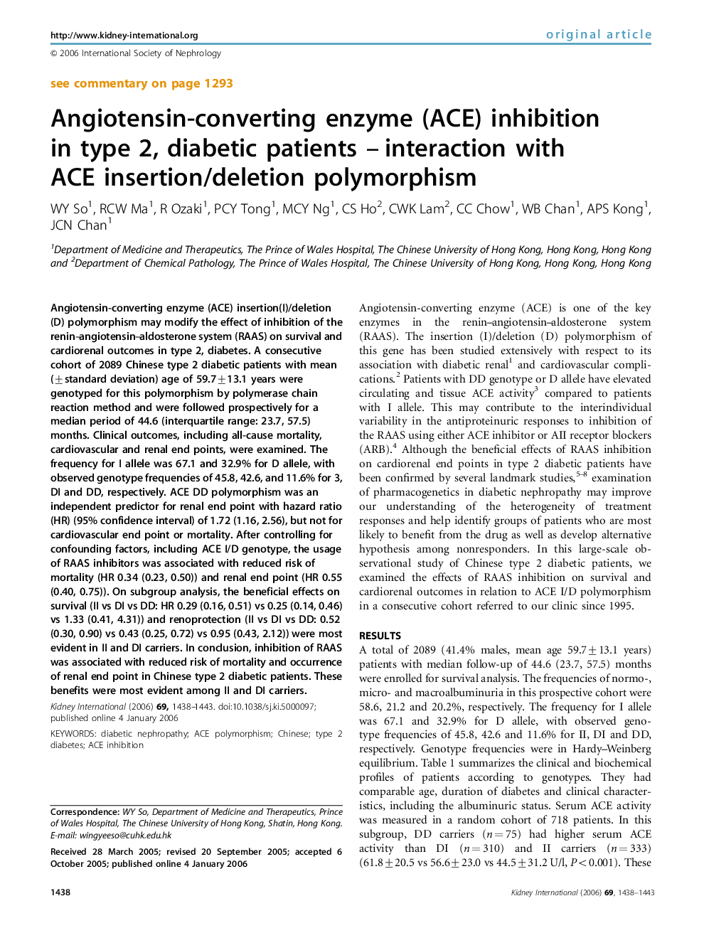 Angiotensin-converting enzyme (ACE) inhibition in type 2, diabetic patients – interaction with ACE insertion/deletion polymorphism