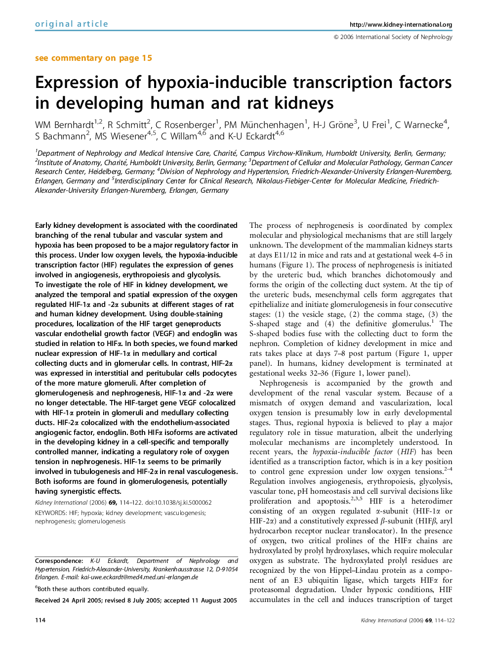 Expression of hypoxia-inducible transcription factors in developing human and rat kidneys