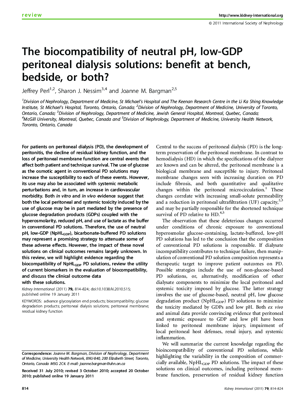 The biocompatibility of neutral pH, low-GDP peritoneal dialysis solutions: benefit at bench, bedside, or both? 