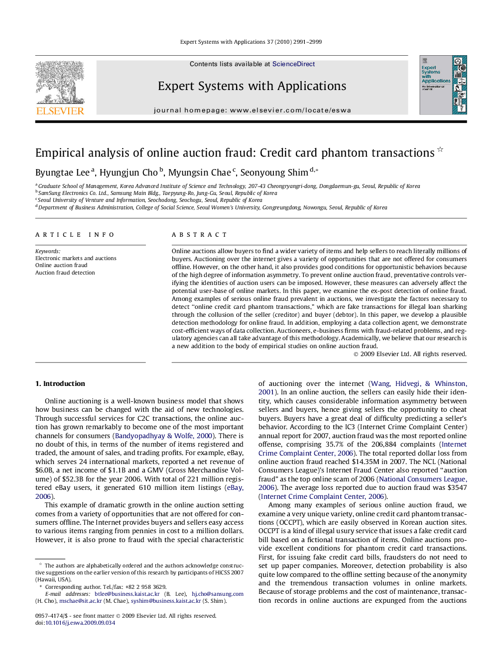 Empirical analysis of online auction fraud: Credit card phantom transactions 