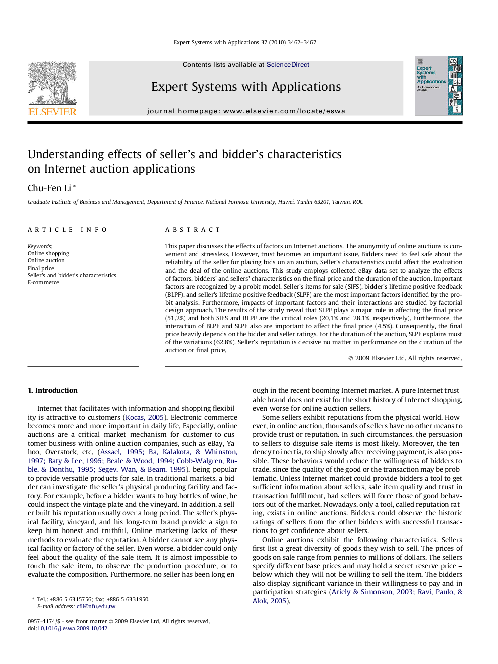 Understanding effects of seller’s and bidder’s characteristics on Internet auction applications