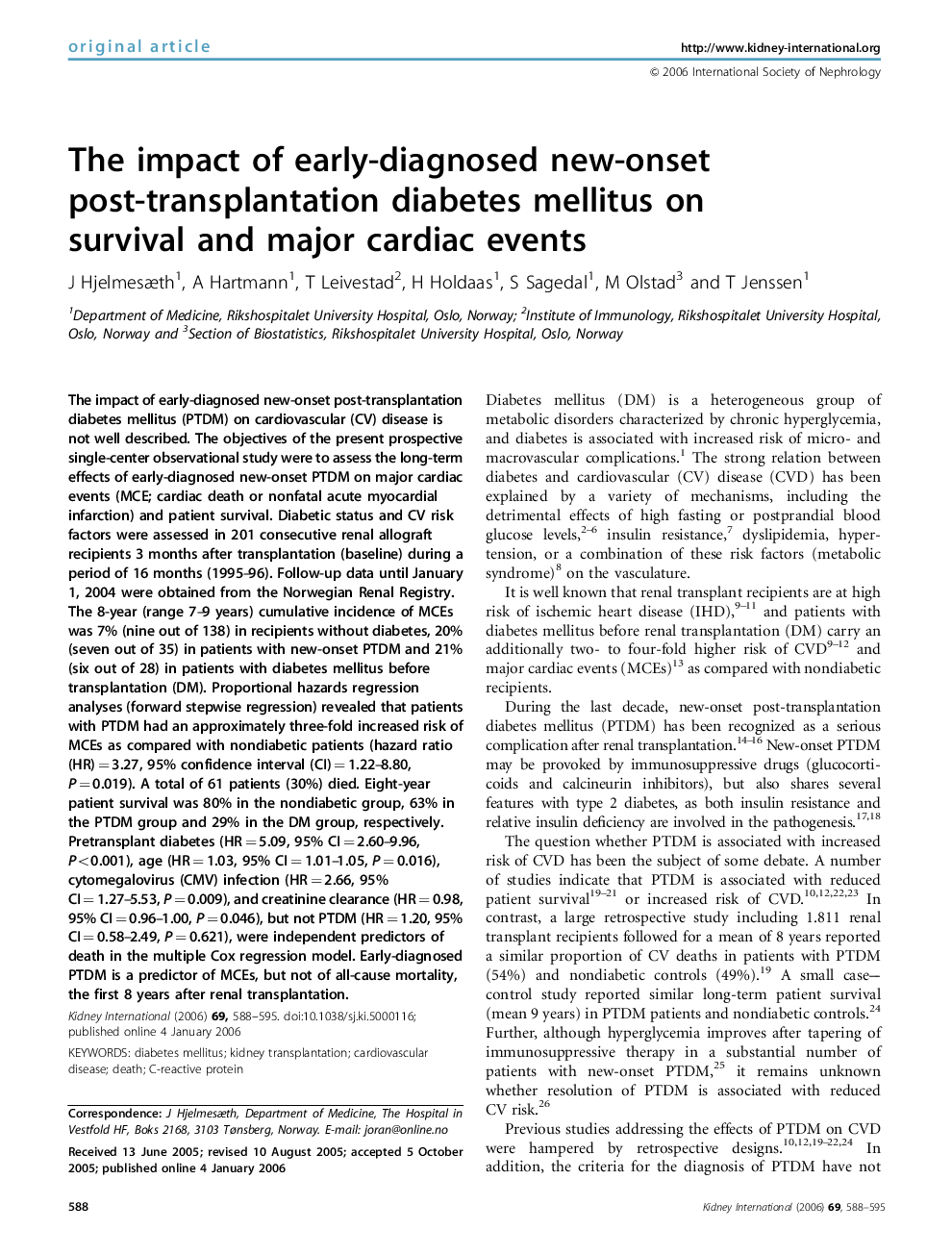 The impact of early-diagnosed new-onset post-transplantation diabetes mellitus on survival and major cardiac events