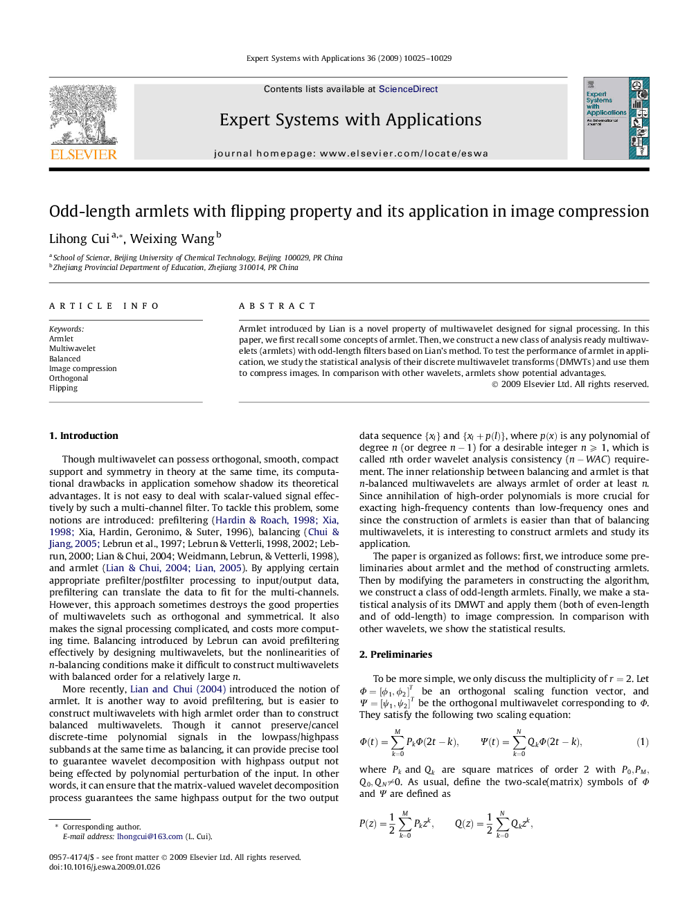 Odd-length armlets with flipping property and its application in image compression