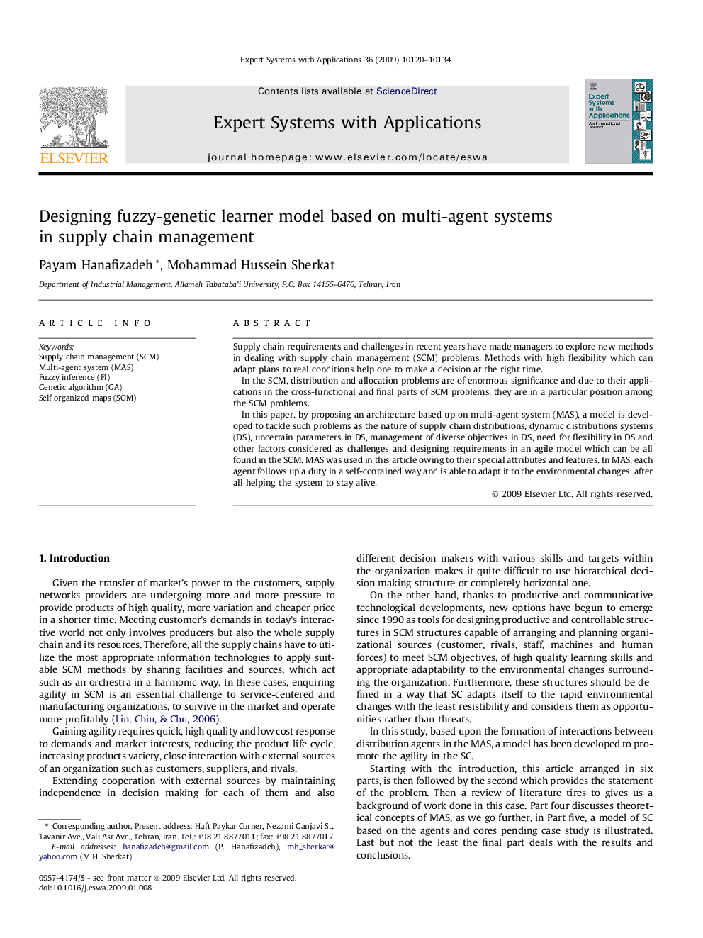 Designing fuzzy-genetic learner model based on multi-agent systems in supply chain management