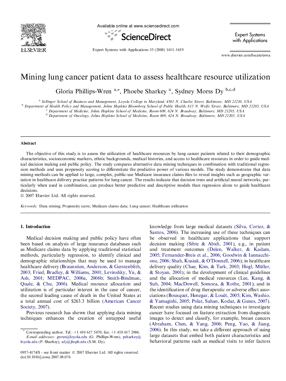 Mining lung cancer patient data to assess healthcare resource utilization