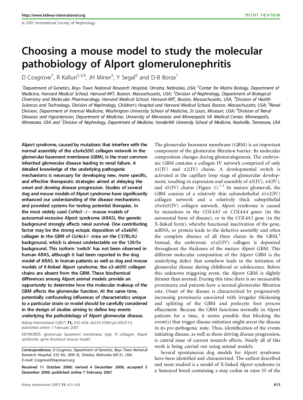 Choosing a mouse model to study the molecular pathobiology of Alport glomerulonephritis