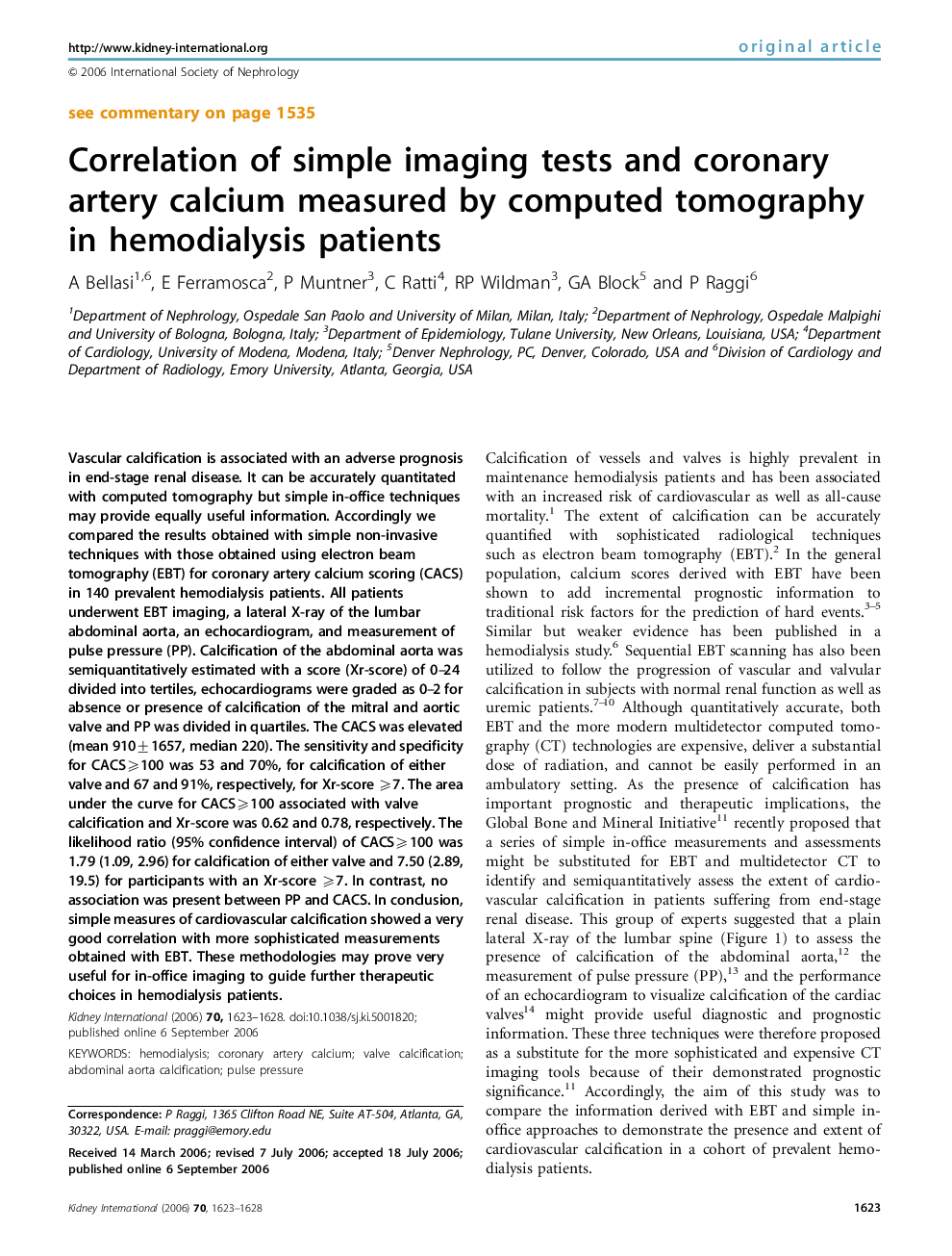 Correlation of simple imaging tests and coronary artery calcium measured by computed tomography in hemodialysis patients