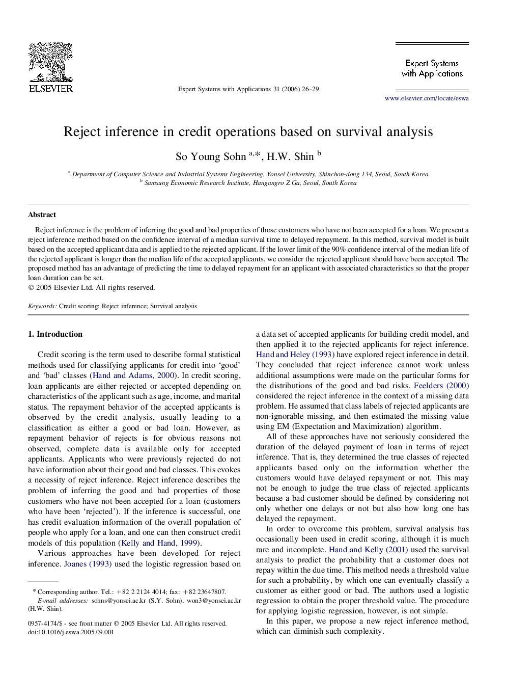 Reject inference in credit operations based on survival analysis