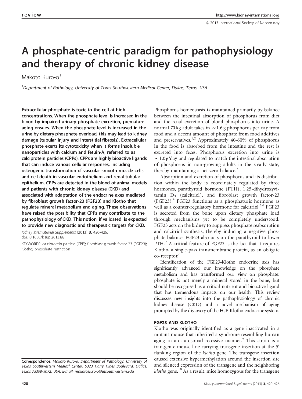 A phosphate-centric paradigm for pathophysiology and therapy of chronic kidney disease