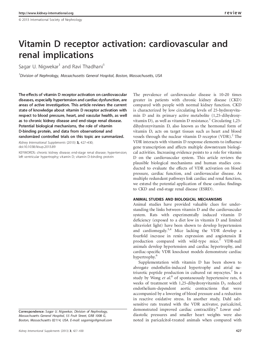 Vitamin D receptor activation: cardiovascular and renal implications