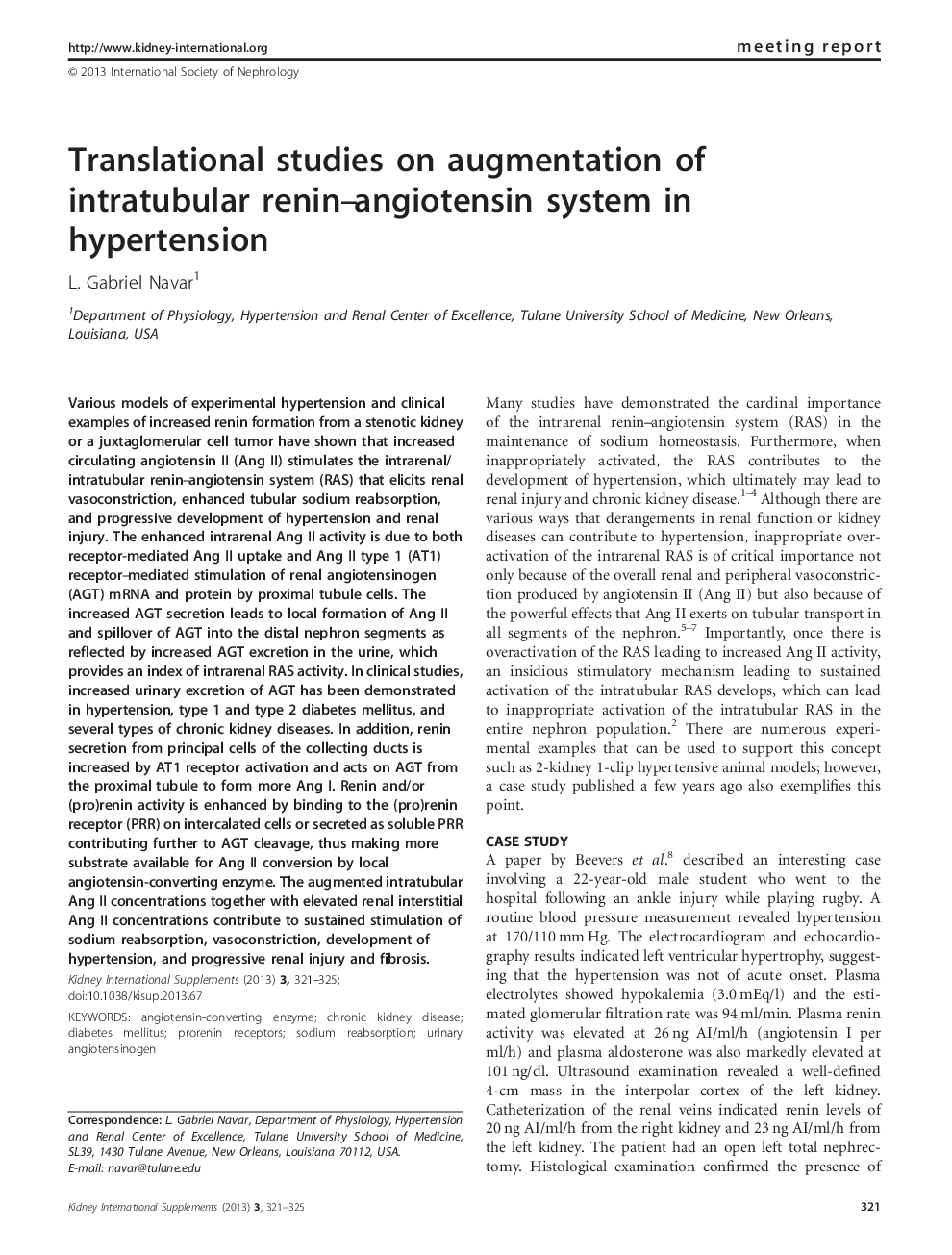 Translational studies on augmentation of intratubular renin–angiotensin system in hypertension 