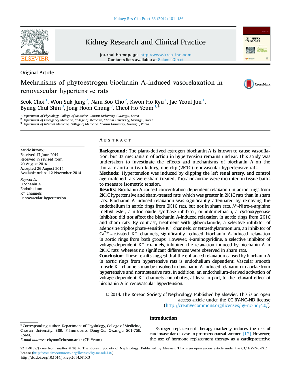 Mechanisms of phytoestrogen biochanin A-induced vasorelaxation in renovascular hypertensive rats