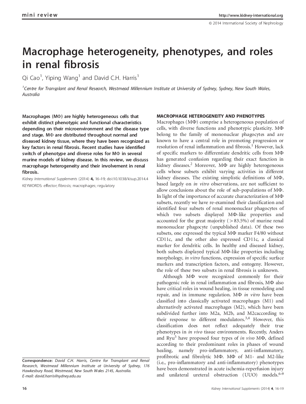 Macrophage heterogeneity, phenotypes, and roles in renal fibrosis 