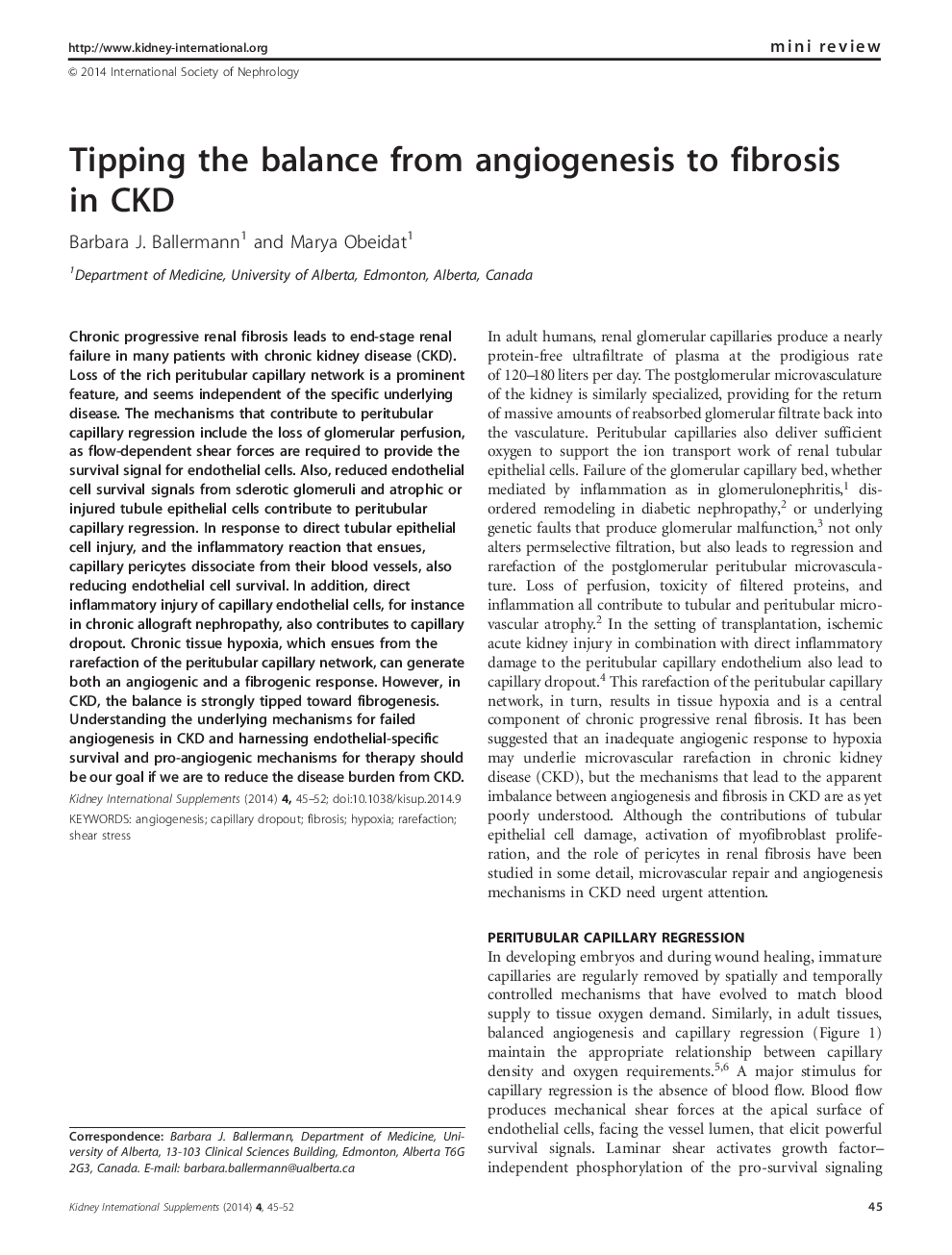 Tipping the balance from angiogenesis to fibrosis in CKD