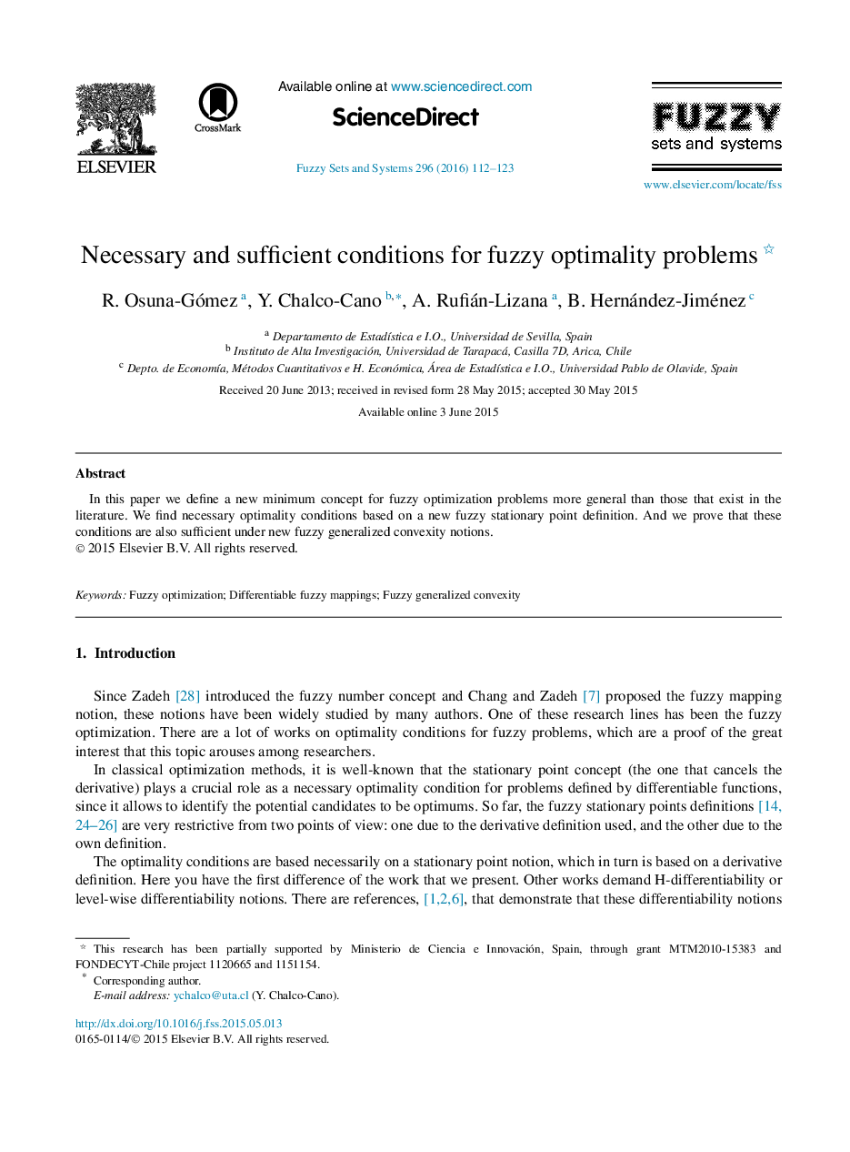 Necessary and sufficient conditions for fuzzy optimality problems 