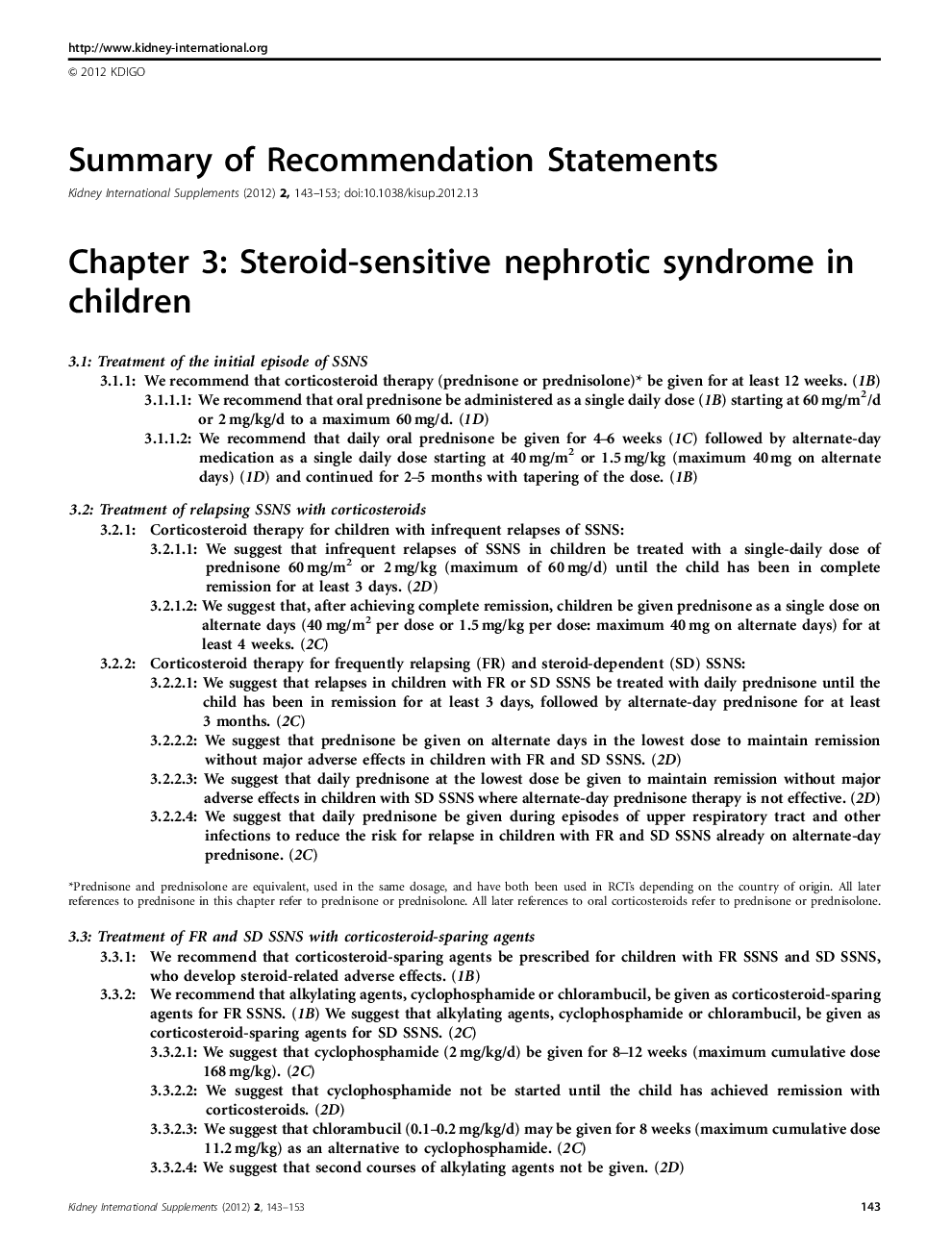 Summary of Recommendation Statements