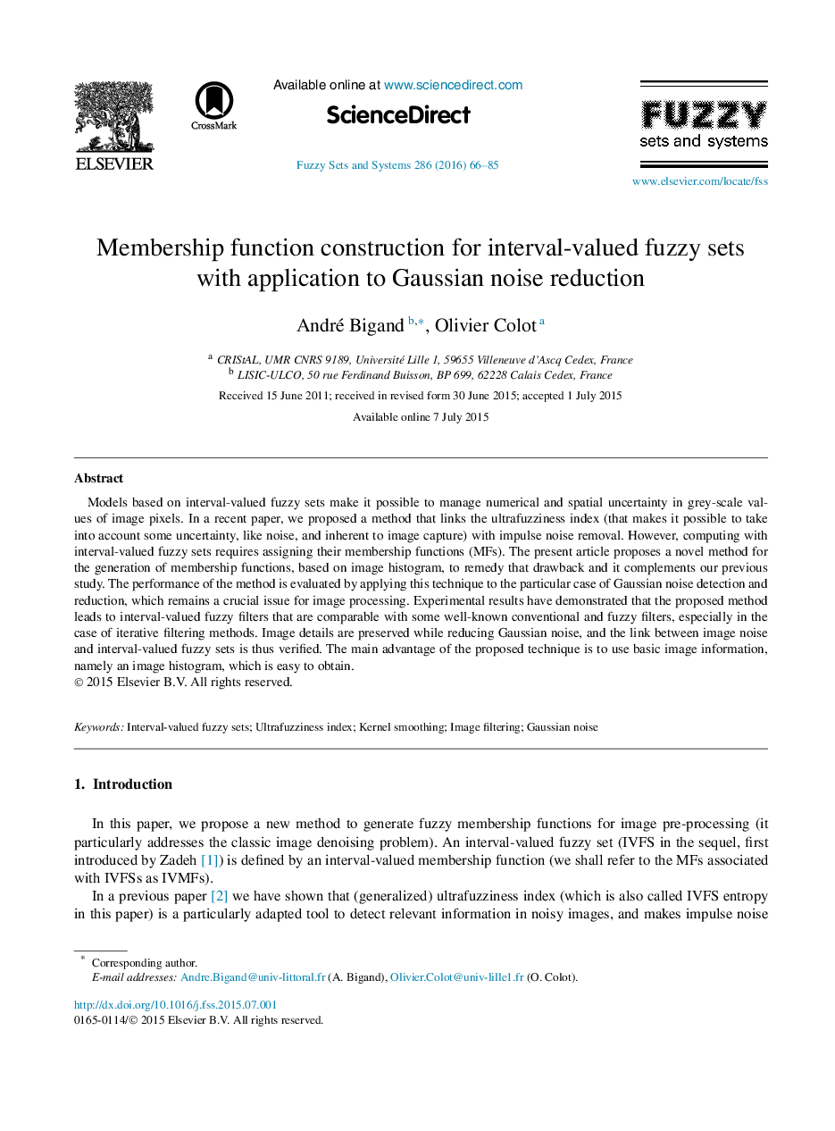 ساختار تابع عضویت برای مجموعه های فازی با فواصل فصیح با استفاده از کاهش نویز گاوسی 