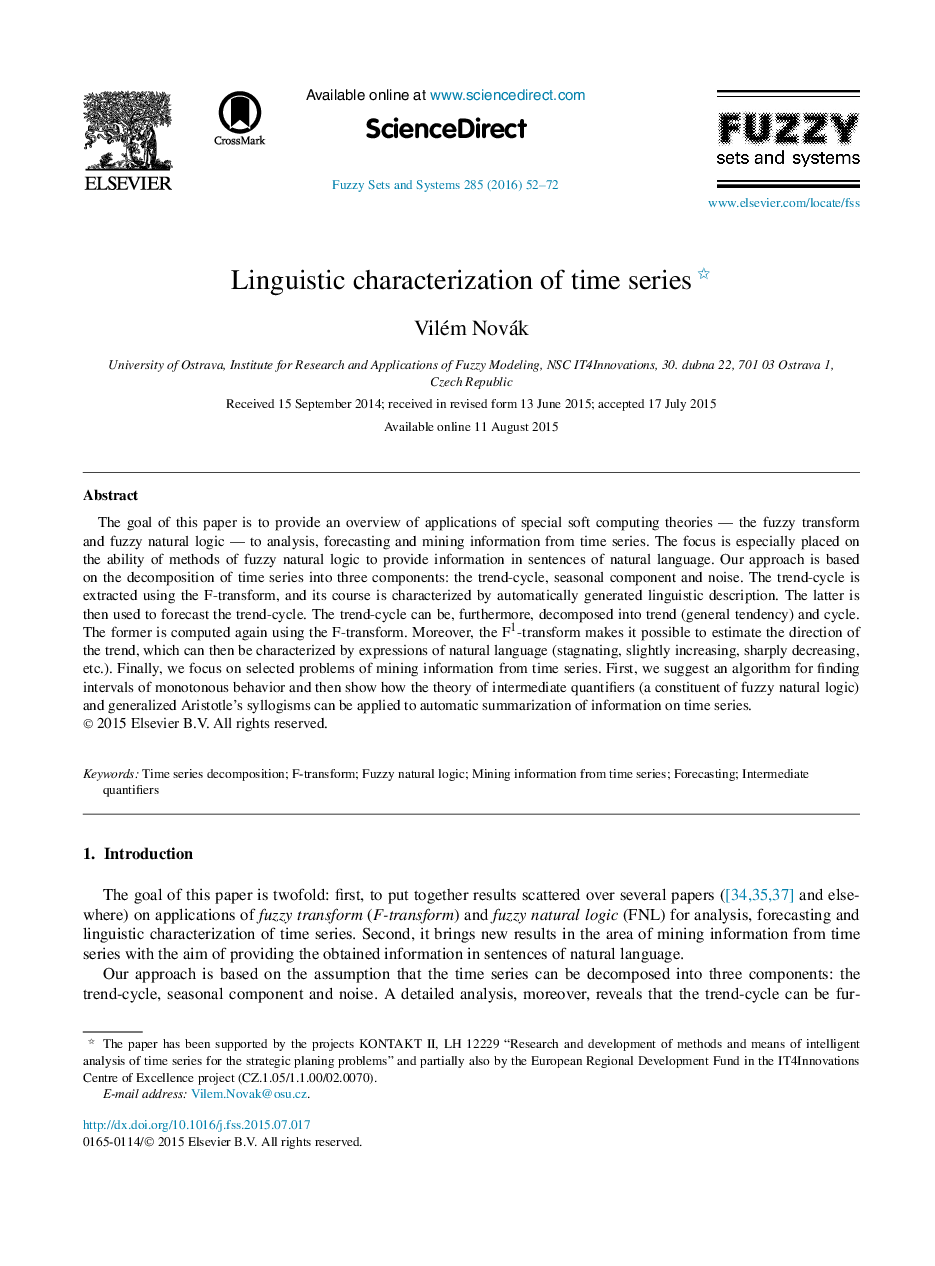 Linguistic characterization of time series 