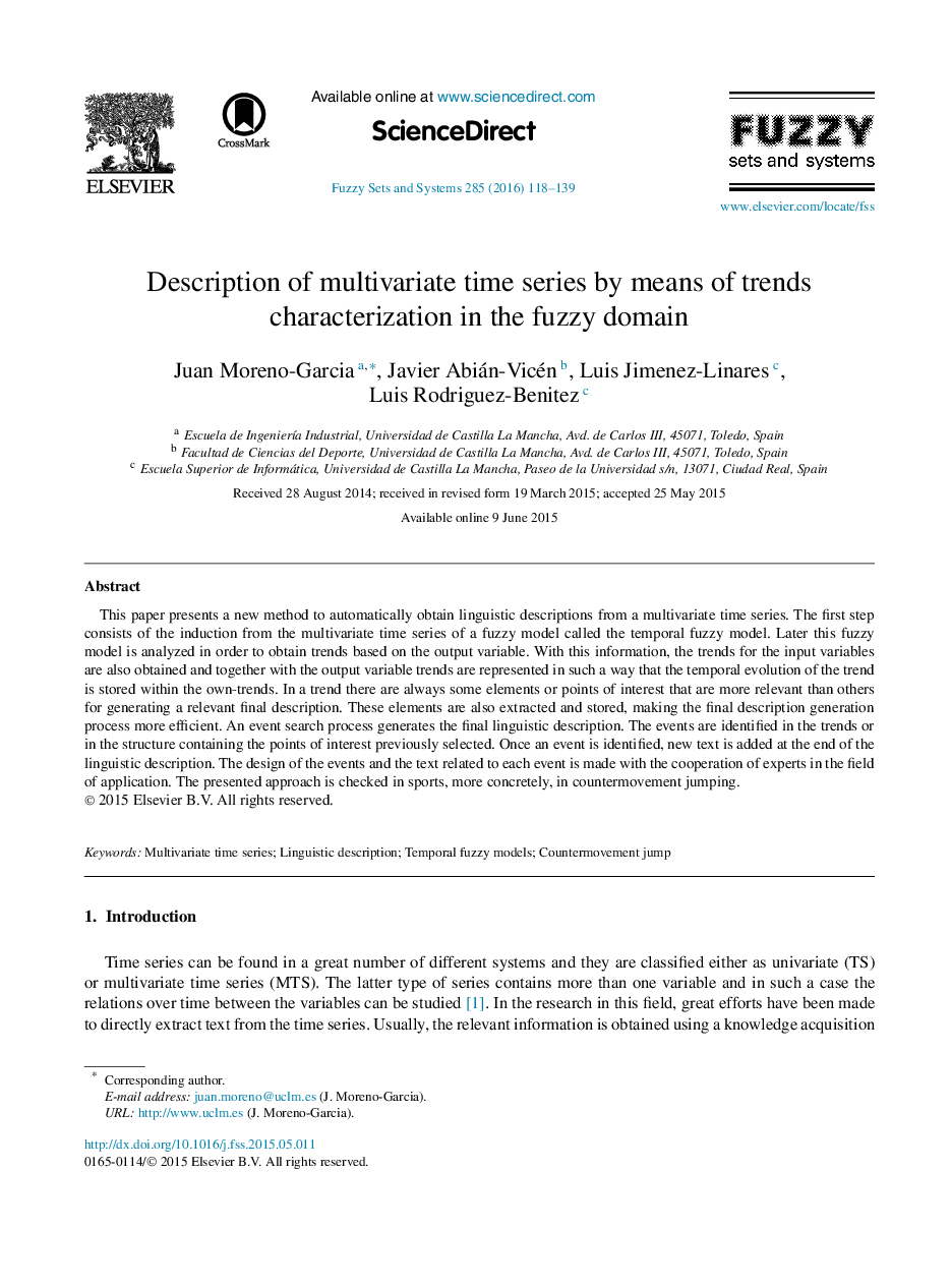 Description of multivariate time series by means of trends characterization in the fuzzy domain