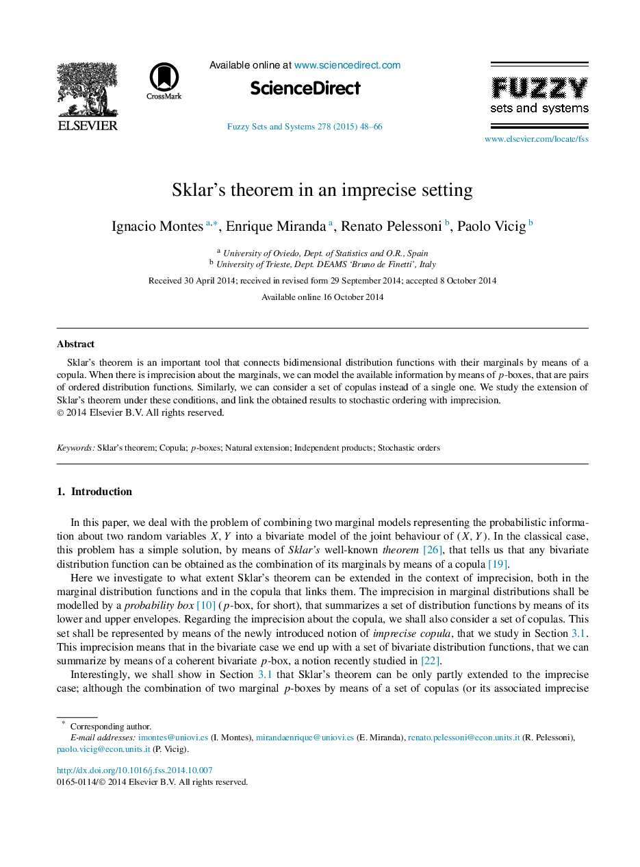 Sklar's theorem in an imprecise setting