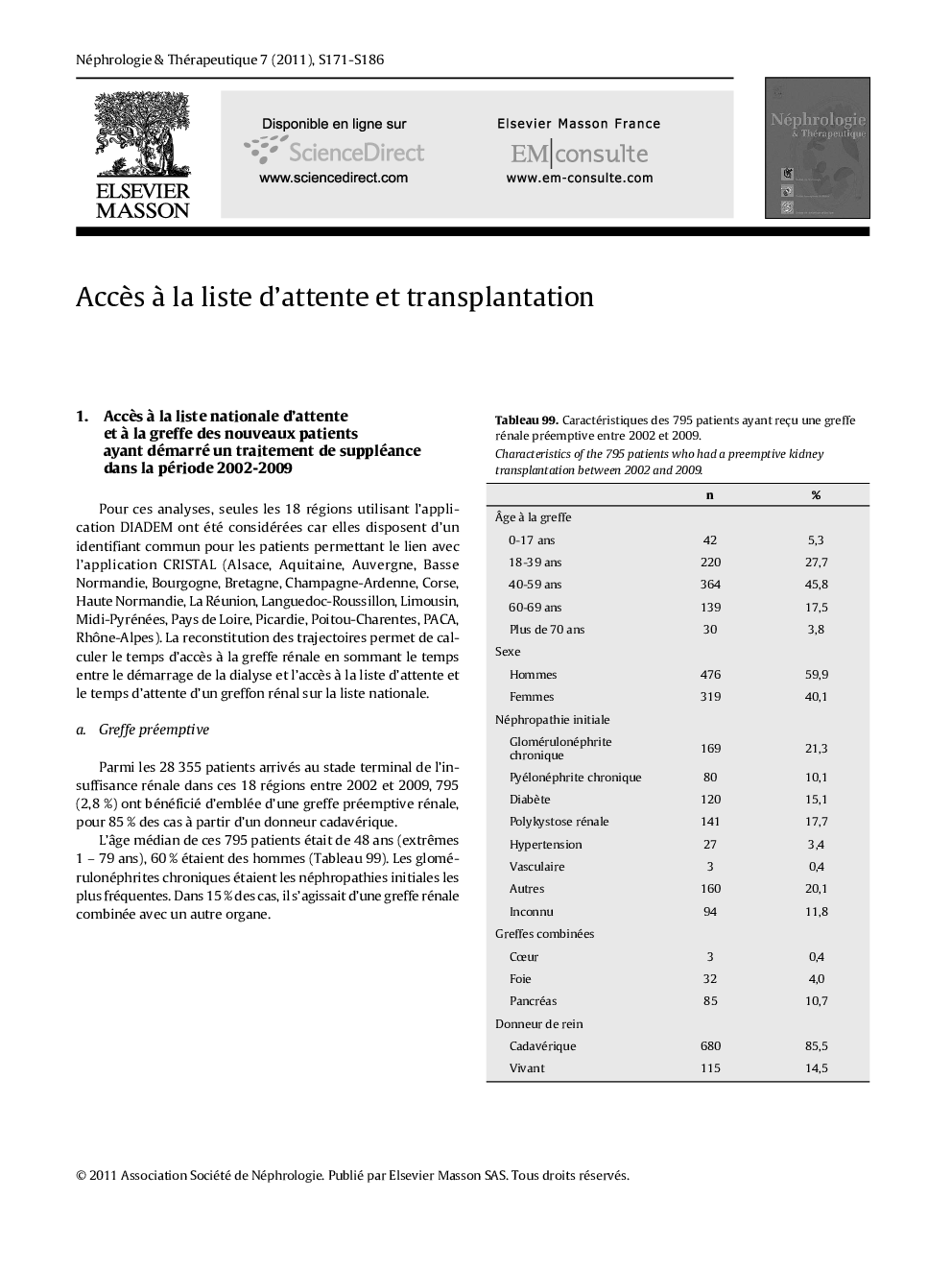 AccÃ¨s Ã  la liste d'attente et transplantation