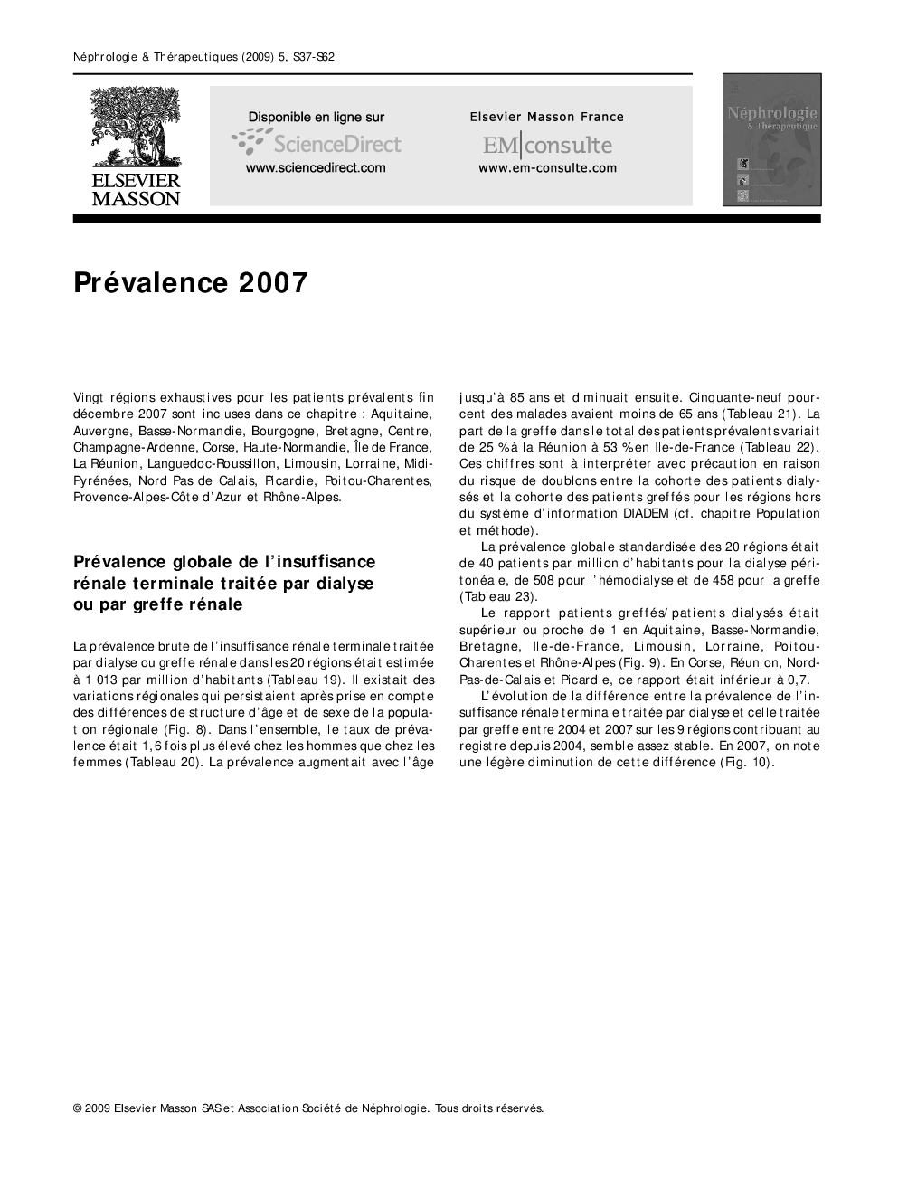 Prévalence 2007