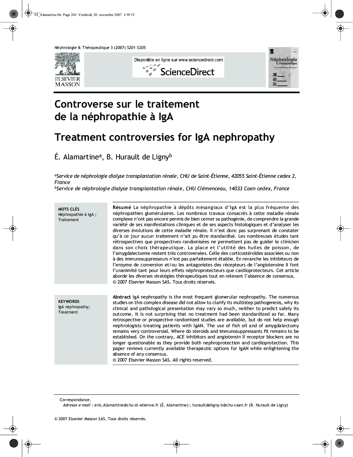 Controverse sur le traitement de la néphropathie à IgA