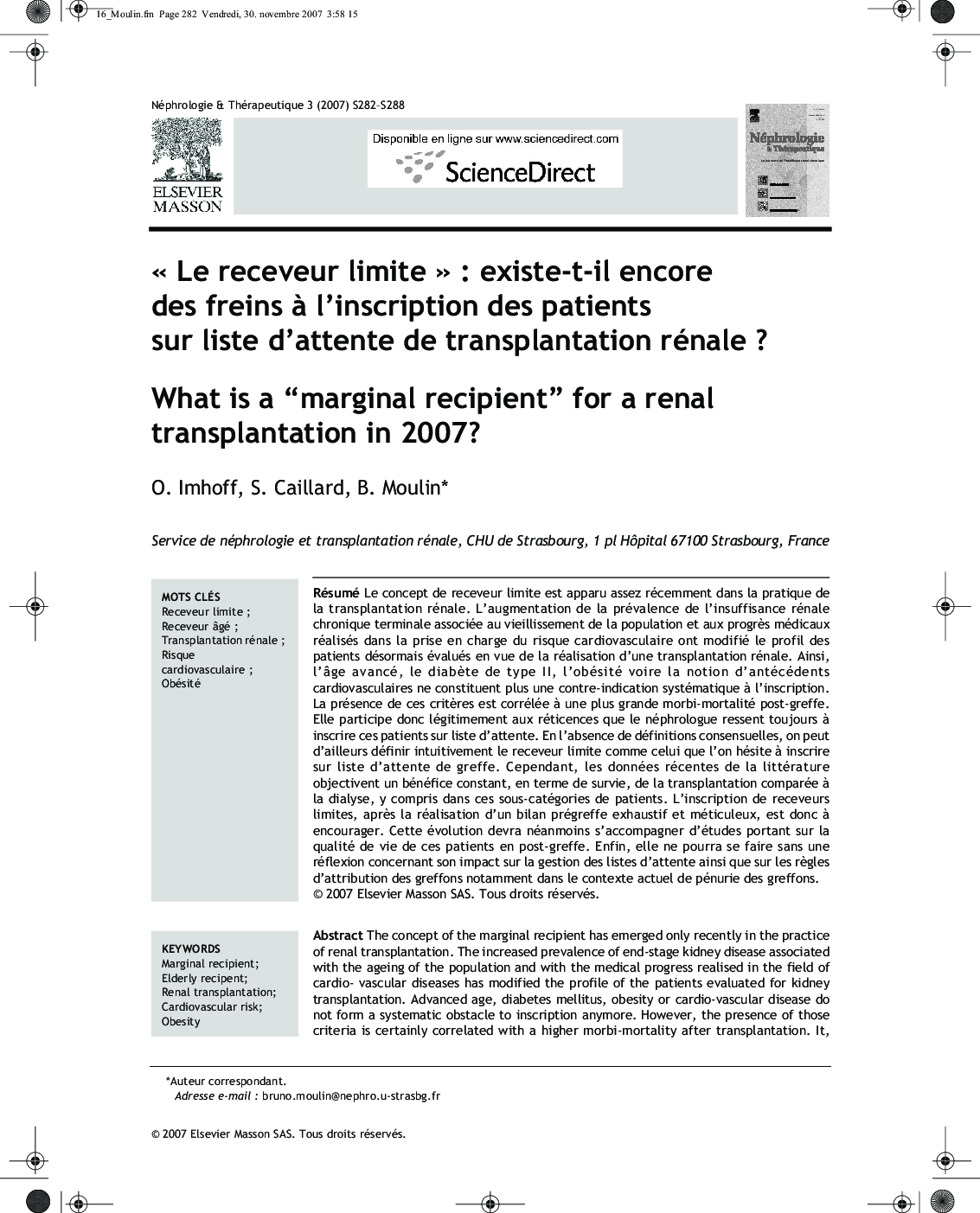« Le receveur limite » : existe-t-il encore des freins à l’inscription des patients sur liste d’attente de transplantation rénale ?