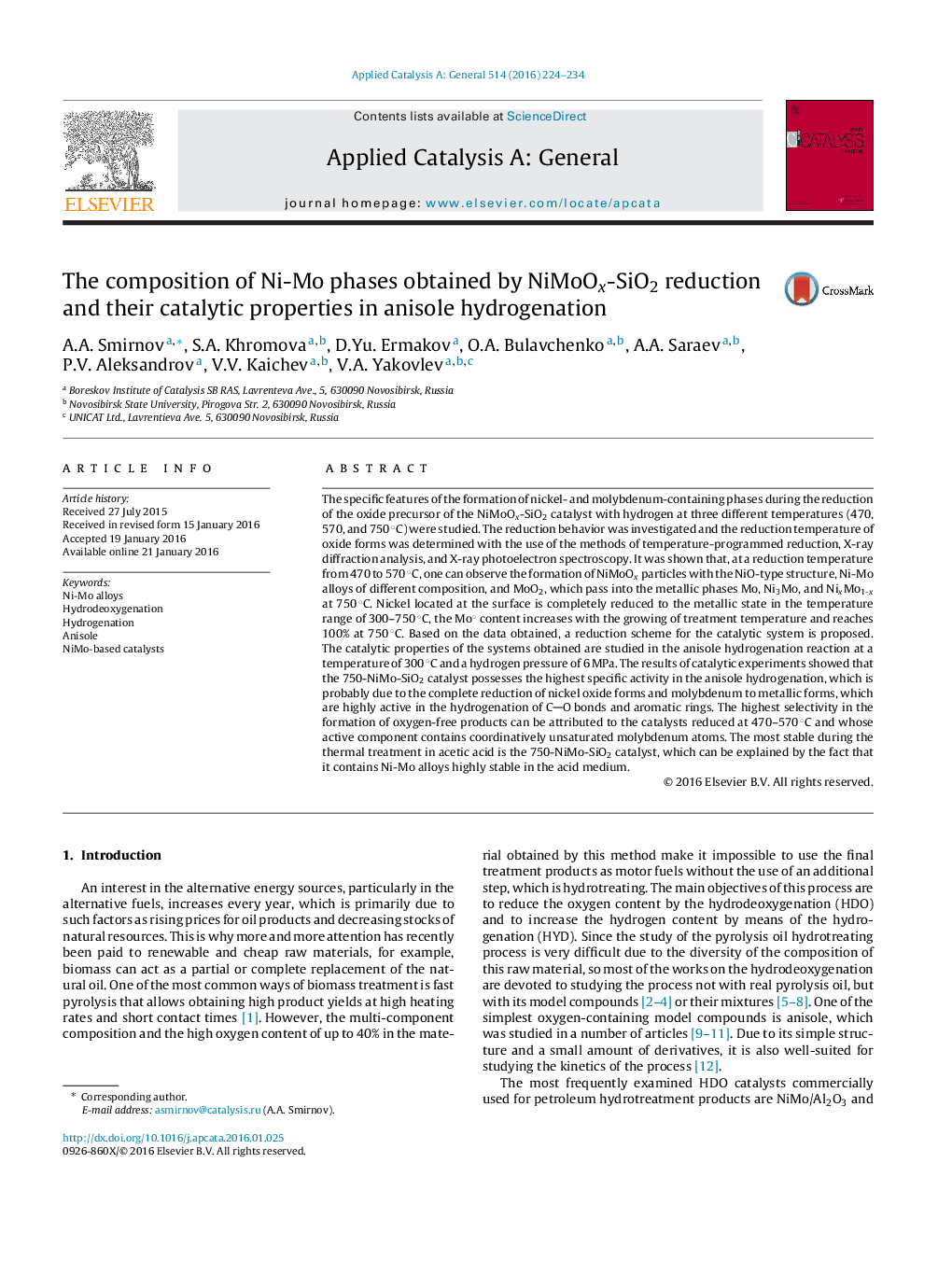 The composition of Ni-Mo phases obtained by NiMoOx-SiO2 reduction and their catalytic properties in anisole hydrogenation