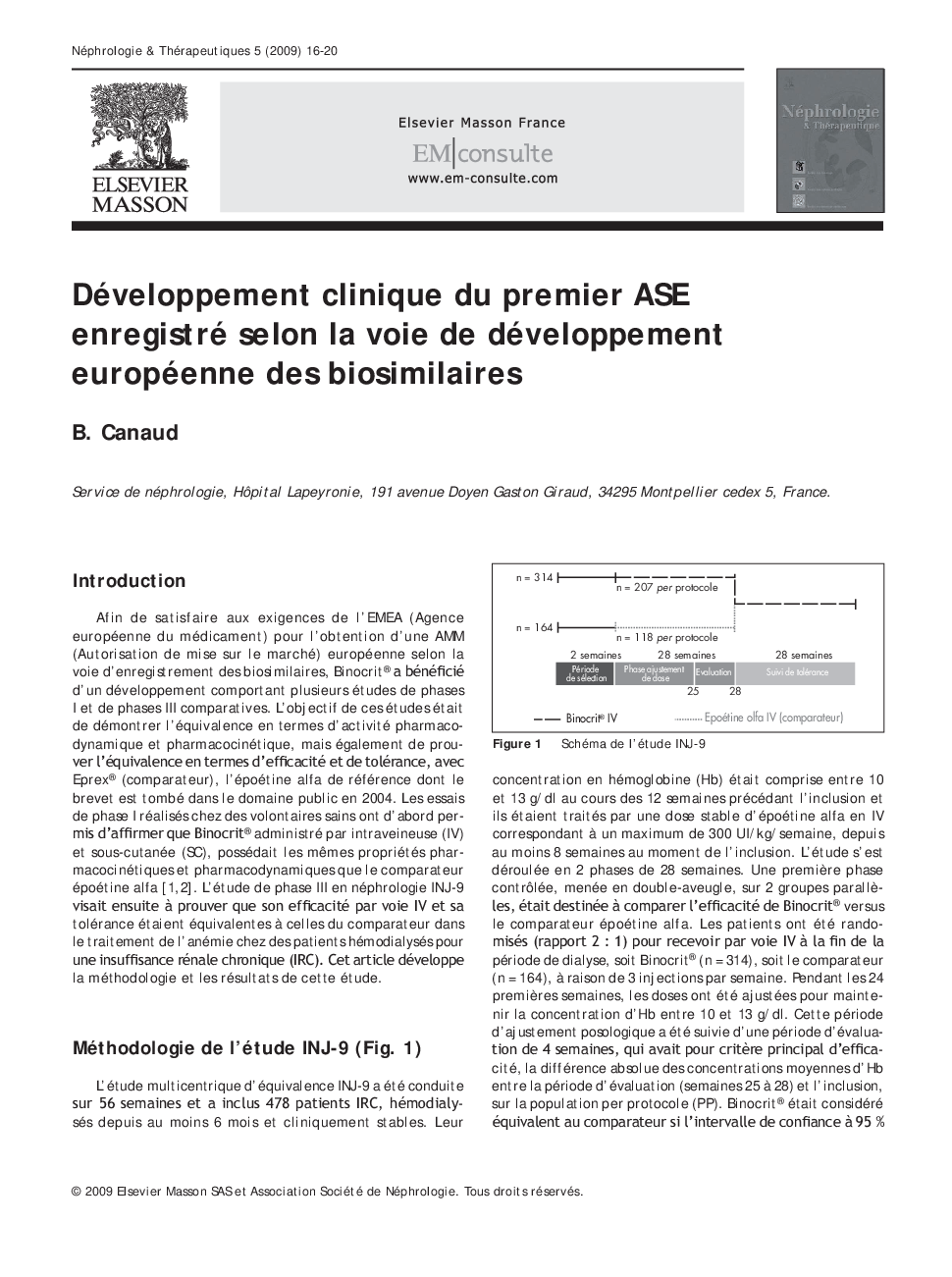 عکس صفحه اول مقاله: Développement clinique du premier ASE enregistré selon la voie de développement européenne des biosimilaires Développement clinique du premier ASE enregistré selon la voie de développement européenne des biosimilaires
