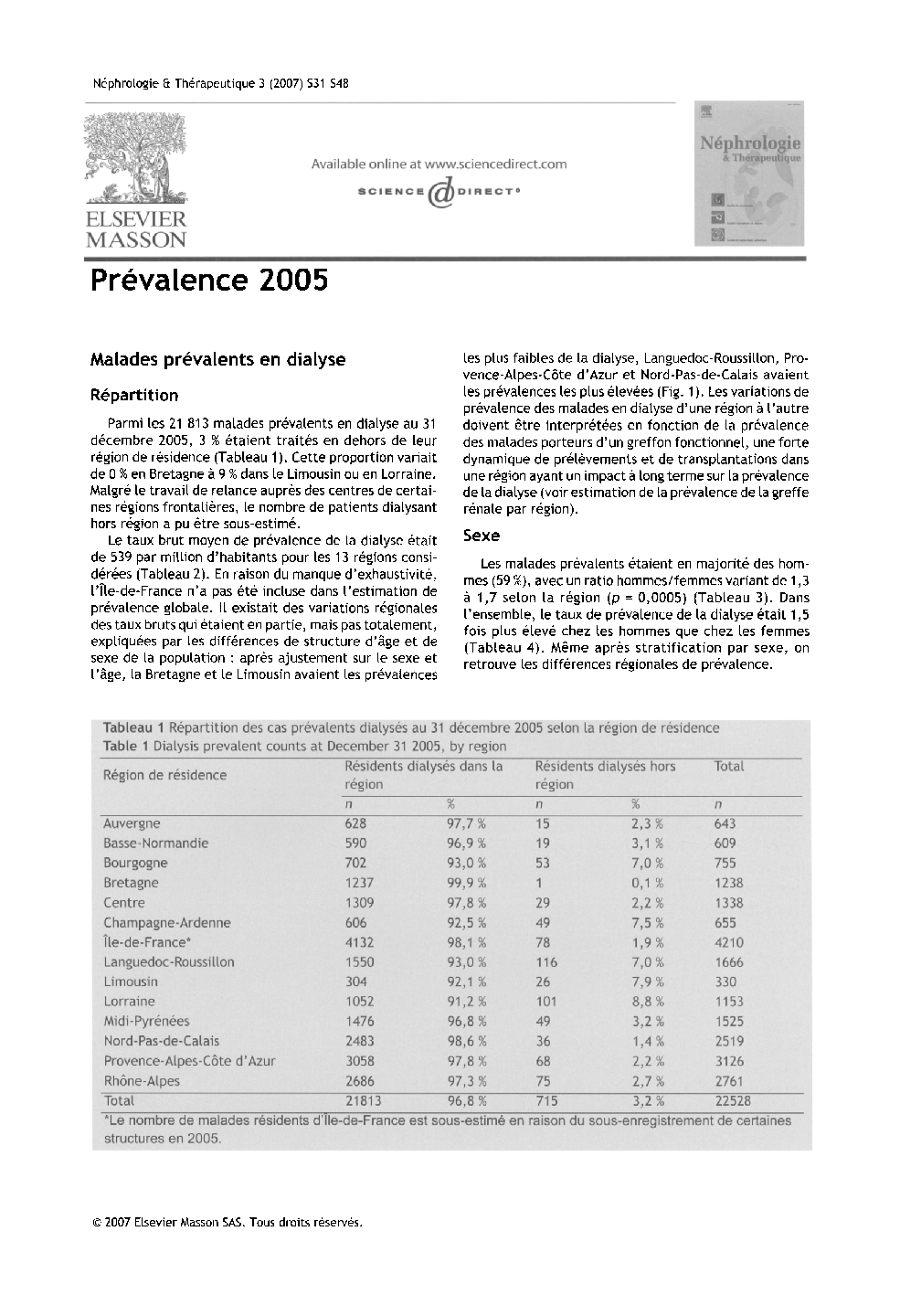 Prévalence 2005