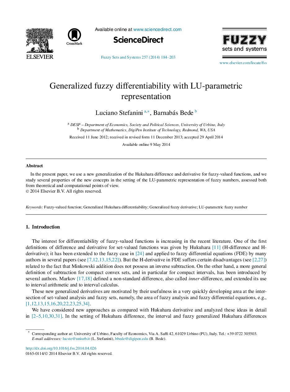 Generalized fuzzy differentiability with LU-parametric representation