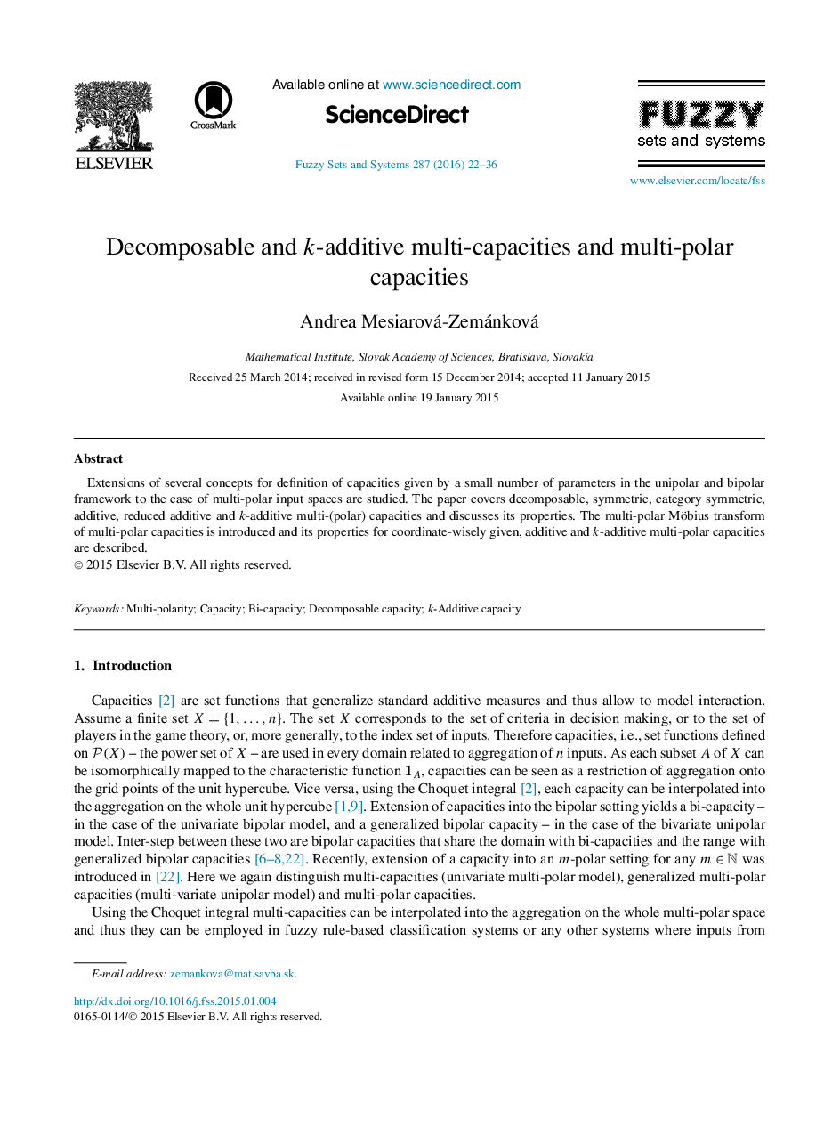 Decomposable and k-additive multi-capacities and multi-polar capacities