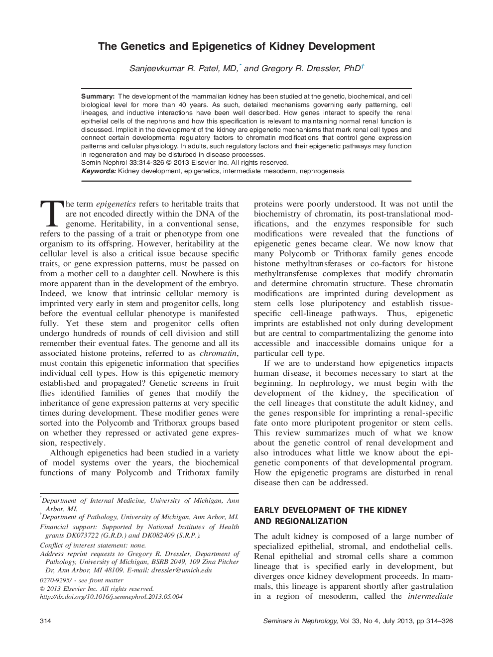 The Genetics and Epigenetics of Kidney Development 