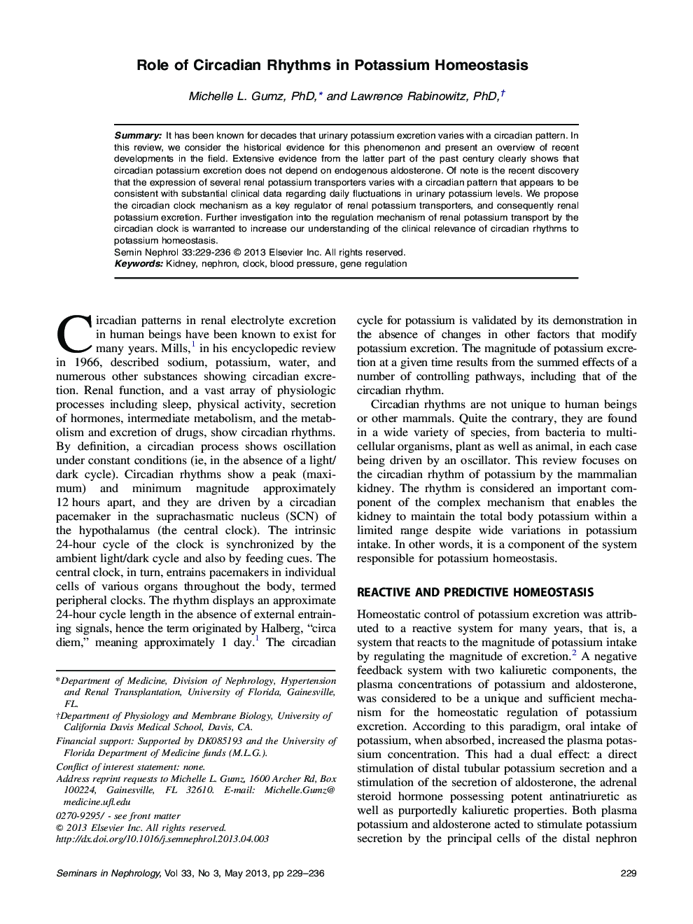 عکس صفحه اول مقاله: Role of Circadian Rhythms in Potassium Homeostasis Role of Circadian Rhythms in Potassium Homeostasis