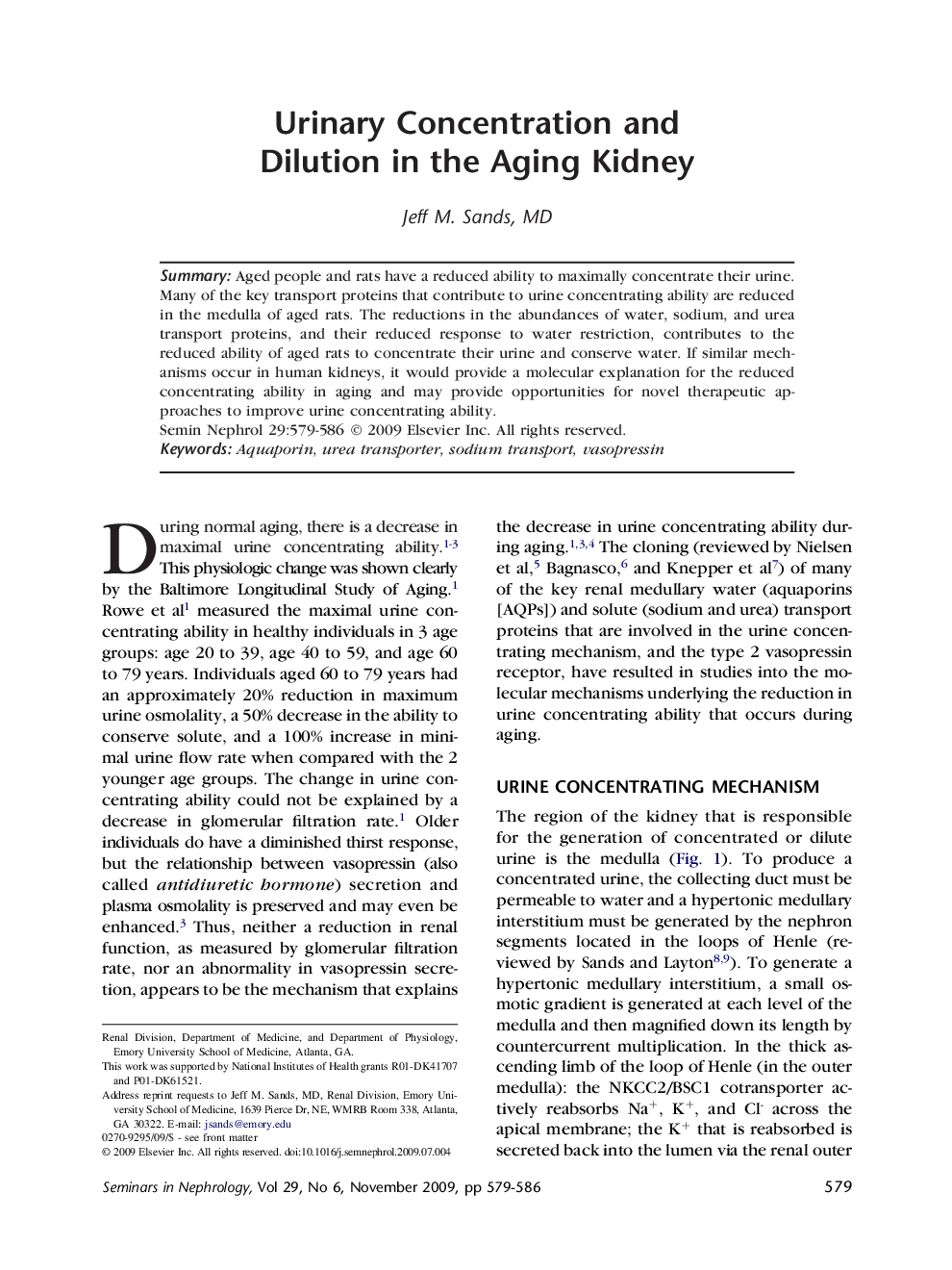 Urinary Concentration and Dilution in the Aging Kidney