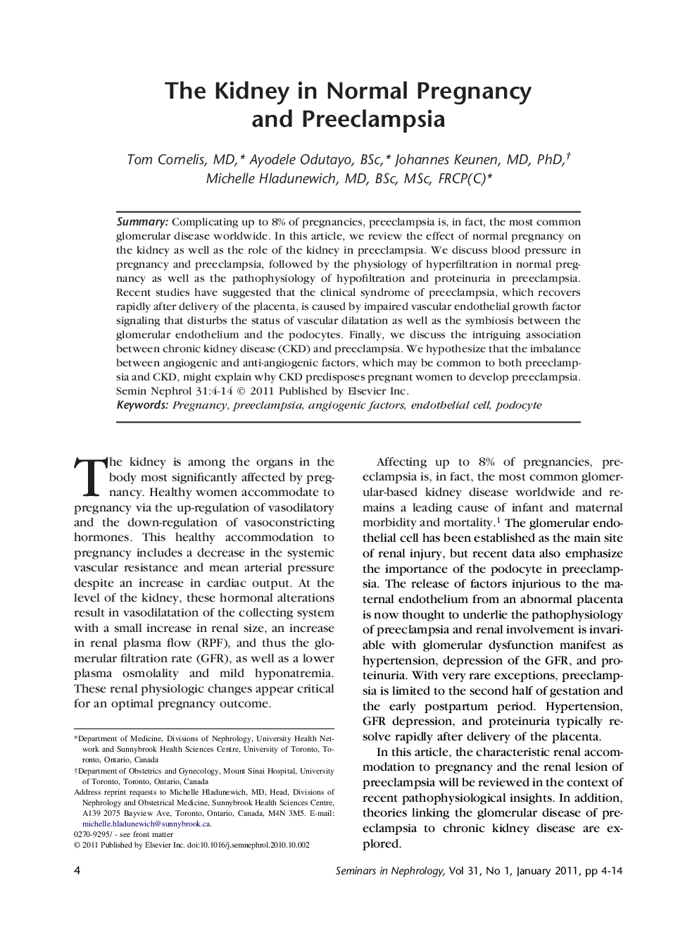 The Kidney in Normal Pregnancy and Preeclampsia